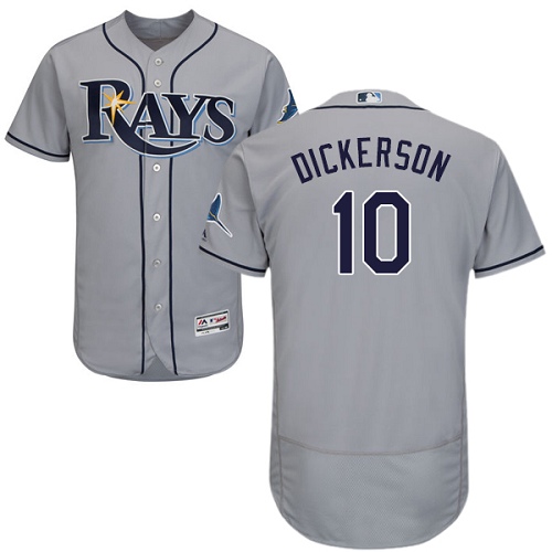 Men's Majestic Tampa Bay Rays #10 Corey Dickerson Authentic Grey Road Cool Base MLB Jersey