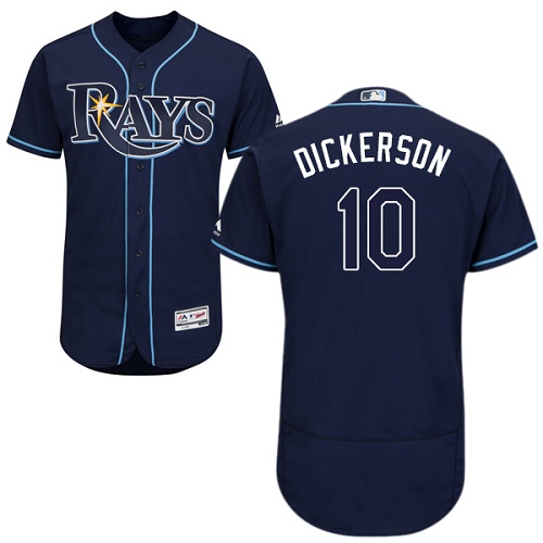 Men's Majestic Tampa Bay Rays #10 Corey Dickerson Authentic Navy Blue Alternate Cool Base MLB Jersey