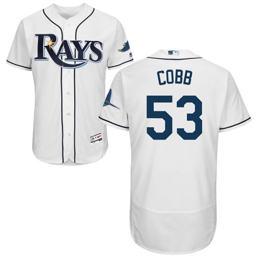 Men's Majestic Tampa Bay Rays #53 Alex Cobb Home White Flexbase Authentic Collection MLB Jersey