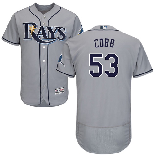 Men's Majestic Tampa Bay Rays #53 Alex Cobb Authentic Grey Road Cool Base MLB Jersey