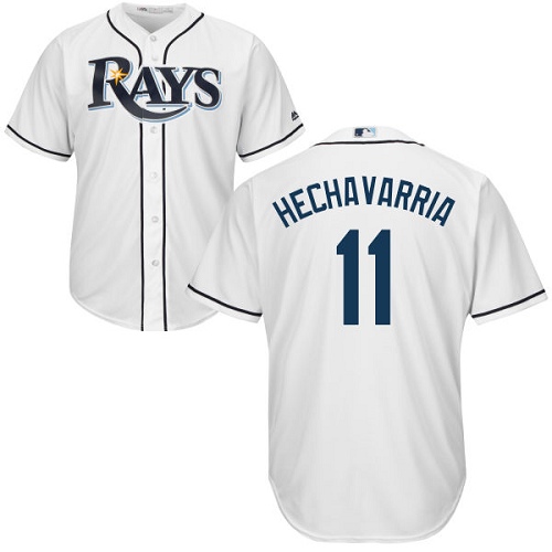 Youth Majestic Tampa Bay Rays #11 Adeiny Hechavarria Replica White Home Cool Base MLB Jersey