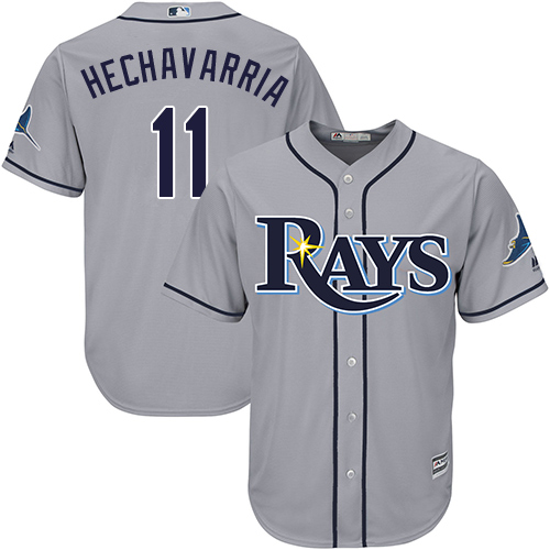 Youth Majestic Tampa Bay Rays #11 Adeiny Hechavarria Authentic Grey Road Cool Base MLB Jersey