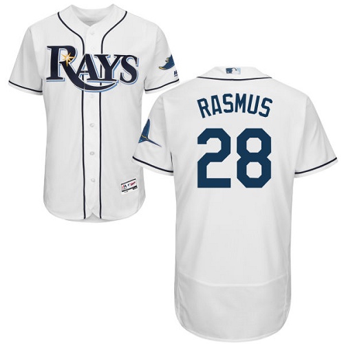 Men's Majestic Tampa Bay Rays #28 Colby Rasmus White Flexbase Authentic Collection MLB Jersey