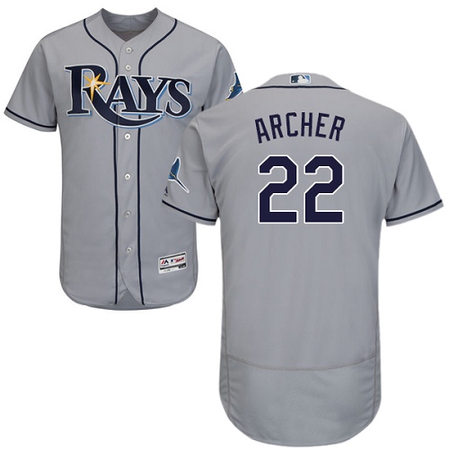 Men's Majestic Tampa Bay Rays #22 Chris Archer Authentic Grey Road Cool Base MLB Jersey