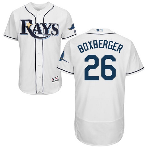 Men's Majestic Tampa Bay Rays #26 Brad Boxberger Home White Flexbase Authentic Collection MLB Jersey