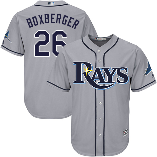 Men's Majestic Tampa Bay Rays #26 Brad Boxberger Authentic Grey Road Cool Base MLB Jersey