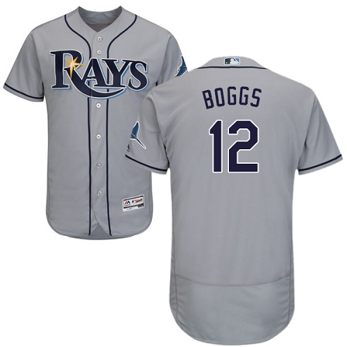 Men's Majestic Tampa Bay Rays #12 Wade Boggs Authentic Grey Road Cool Base MLB Jersey