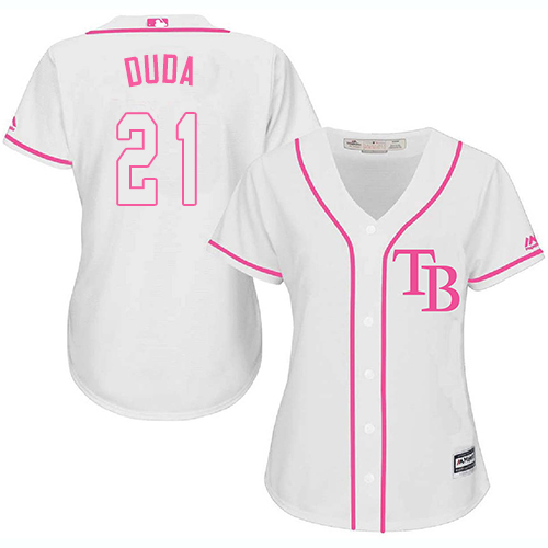 Women's Majestic Tampa Bay Rays #21 Lucas Duda Replica White Fashion Cool Base MLB Jersey