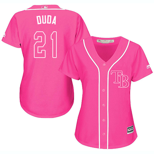 Women's Majestic Tampa Bay Rays #21 Lucas Duda Replica Pink Fashion Cool Base MLB Jersey