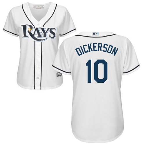 Women's Majestic Tampa Bay Rays #10 Corey Dickerson Replica White Home Cool Base MLB Jersey