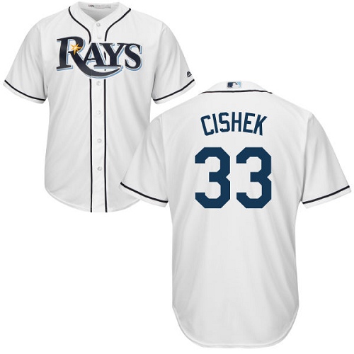 Youth Majestic Tampa Bay Rays #33 Steve Cishek Authentic White Home Cool Base MLB Jersey