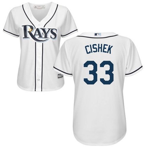 Women's Majestic Tampa Bay Rays #33 Steve Cishek Authentic White Home Cool Base MLB Jersey