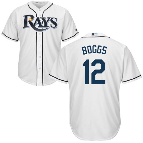 Youth Majestic Tampa Bay Rays #12 Wade Boggs Authentic White Home Cool Base MLB Jersey