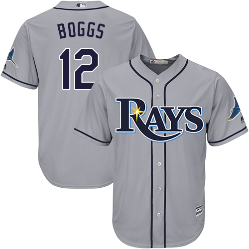 Youth Majestic Tampa Bay Rays #12 Wade Boggs Replica Grey Road Cool Base MLB Jersey