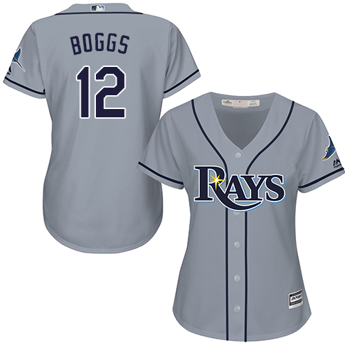 Women's Majestic Tampa Bay Rays #12 Wade Boggs Replica Grey Road Cool Base MLB Jersey