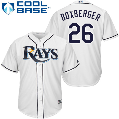 Youth Majestic Tampa Bay Rays #26 Brad Boxberger Authentic White Home Cool Base MLB Jersey