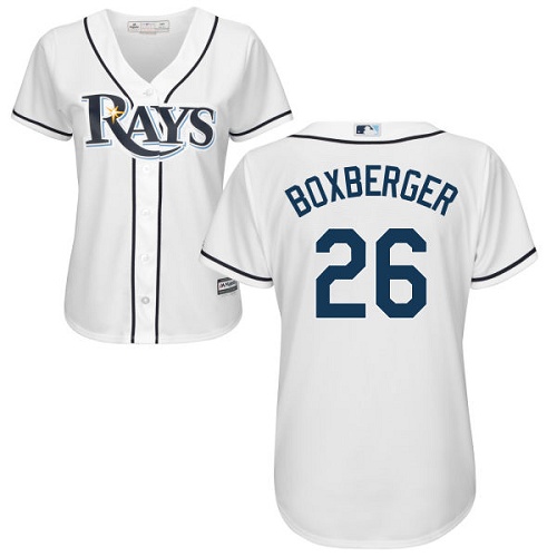 Women's Majestic Tampa Bay Rays #26 Brad Boxberger Authentic White Home Cool Base MLB Jersey