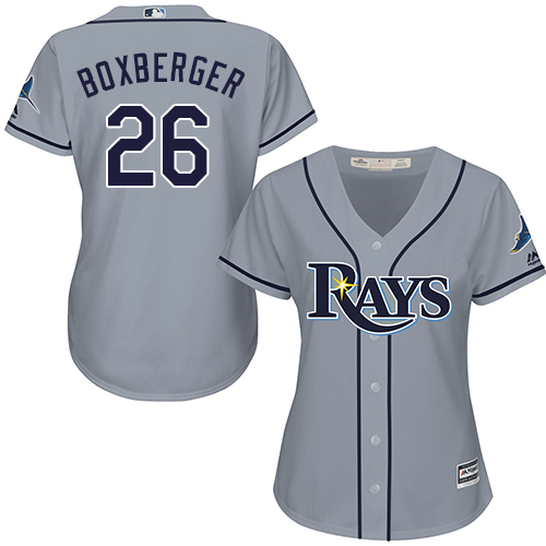 Women's Majestic Tampa Bay Rays #26 Brad Boxberger Authentic Grey Road Cool Base MLB Jersey