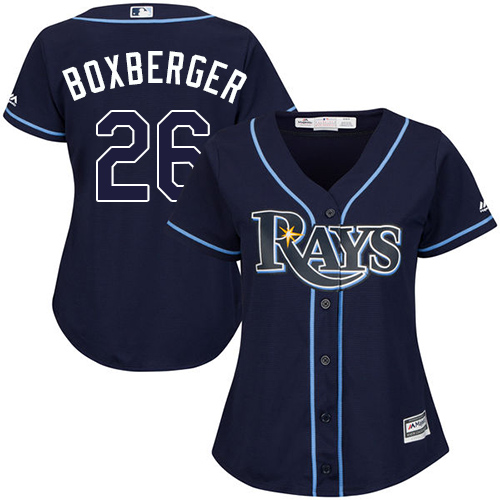 Women's Majestic Tampa Bay Rays #26 Brad Boxberger Authentic Navy Blue Alternate Cool Base MLB Jersey