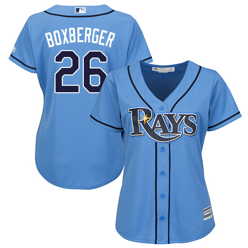 Women's Majestic Tampa Bay Rays #26 Brad Boxberger Authentic Light Blue Alternate 2 Cool Base MLB Jersey