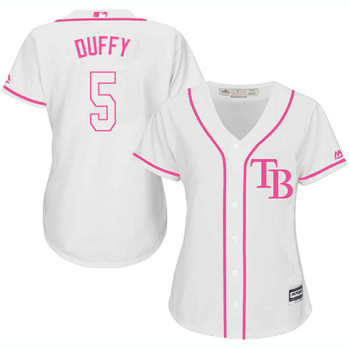 Women's Majestic Tampa Bay Rays #5 Matt Duffy Authentic White Fashion Cool Base MLB Jersey
