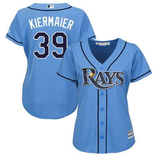 Women's Majestic Tampa Bay Rays #39 Kevin Kiermaier Authentic Light Blue Alternate 2 Cool Base MLB Jersey