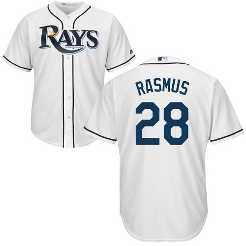 Youth Majestic Tampa Bay Rays #28 Colby Rasmus Authentic White Home Cool Base MLB Jersey