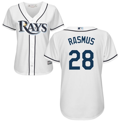Women's Majestic Tampa Bay Rays #28 Colby Rasmus Authentic White Home Cool Base MLB Jersey