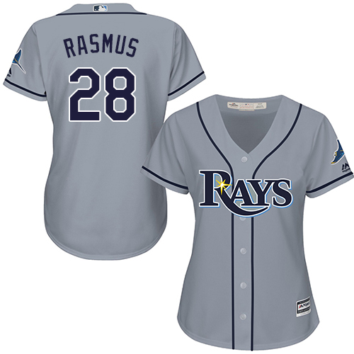 Women's Majestic Tampa Bay Rays #28 Colby Rasmus Authentic Grey Road Cool Base MLB Jersey