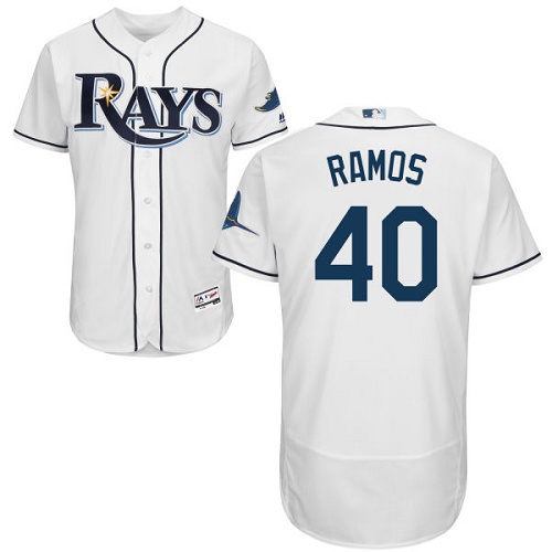 Men's Majestic Tampa Bay Rays #40 Wilson Ramos White Flexbase Authentic Collection MLB Jersey