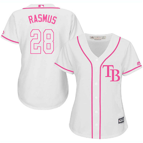 Women's Majestic Tampa Bay Rays #28 Colby Rasmus Authentic White Fashion Cool Base MLB Jersey