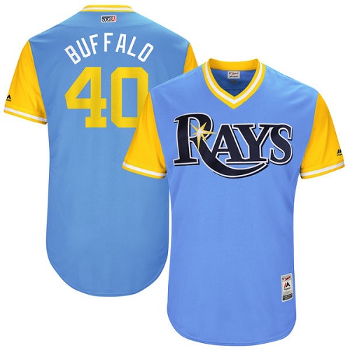 Men's Majestic Tampa Bay Rays #40 Wilson Ramos "Buffalo" Authentic Light Blue 2017 Players Weekend MLB Jersey