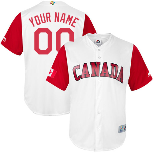 Men's Canada Baseball Majestic Customized White 2017 World Baseball Classic Replica Team Jersey