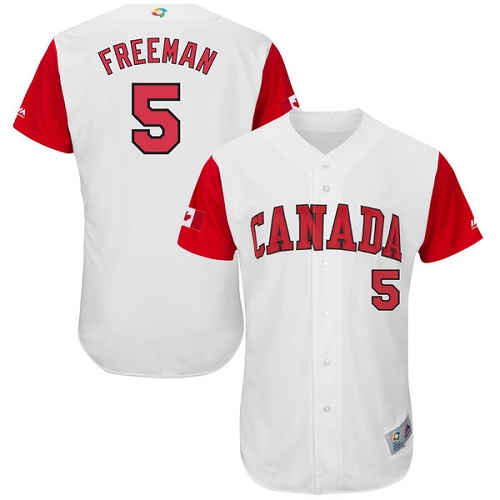 Men's Canada Baseball Majestic #5 Freddie Freeman White 2017 World Baseball Classic Authentic Team Jersey