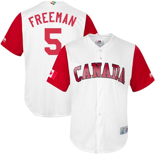 Men's Canada Baseball Majestic #5 Freddie Freeman White 2017 World Baseball Classic Replica Team Jersey