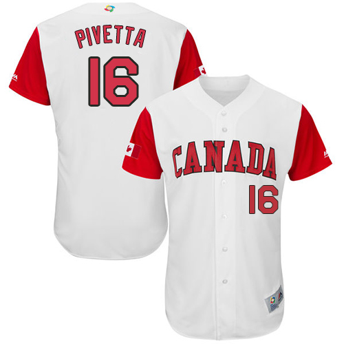 Men's Canada Baseball Majestic #16 Nick Pivetta White 2017 World Baseball Classic Authentic Team Jersey
