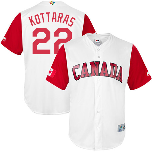 Men's Canada Baseball Majestic #22 George Kottaras White 2017 World Baseball Classic Replica Team Jersey