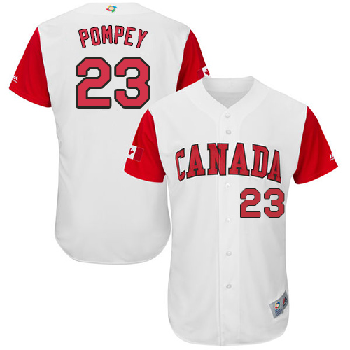 Men's Canada Baseball Majestic #23 Dalton Pompey White 2017 World Baseball Classic Authentic Team Jersey