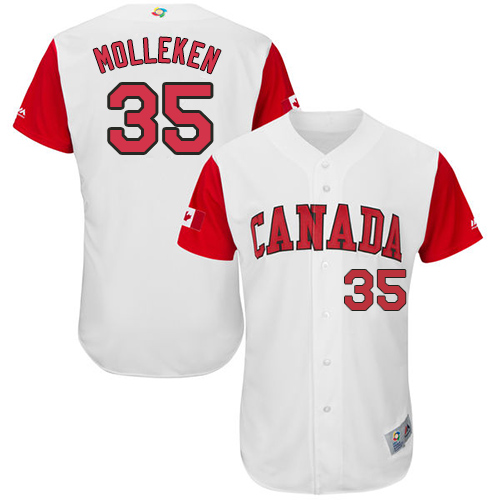 Men's Canada Baseball Majestic #35 Dustin Molleken White 2017 World Baseball Classic Authentic Team Jersey
