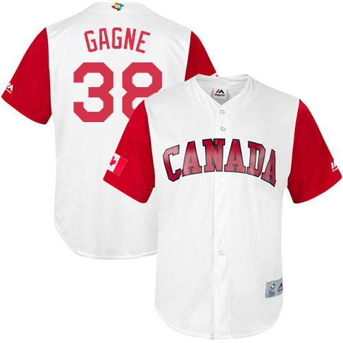 Men's Canada Baseball Majestic #38 Eric Gagne White 2017 World Baseball Classic Replica Team Jersey