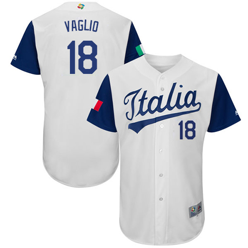 Men's Italy Baseball Majestic #18 Alessandro Vaglio White 2017 World Baseball Classic Authentic Team Jersey