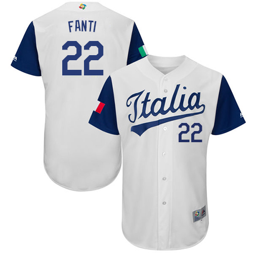 Men's Italy Baseball Majestic #22 Nick Fanti White 2017 World Baseball Classic Authentic Team Jersey
