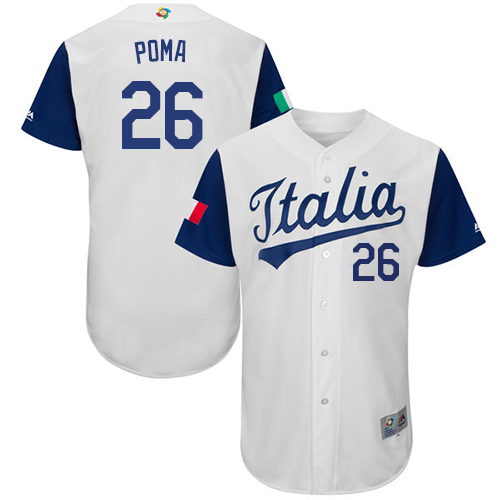 Men's Italy Baseball Majestic #26 Sebastian Poma White 2017 World Baseball Classic Authentic Team Jersey