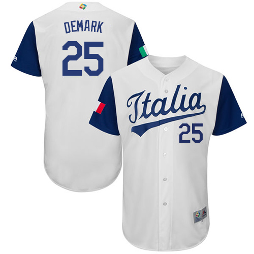 Men's Italy Baseball Majestic #25 Mike DeMark White 2017 World Baseball Classic Authentic Team Jersey