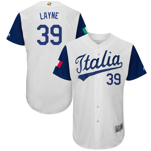 Men's Italy Baseball Majestic #39 Tommy Layne White 2017 World Baseball Classic Authentic Team Jersey