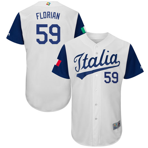 Men's Italy Baseball Majestic #59 Frailyn Florian White 2017 World Baseball Classic Authentic Team Jersey