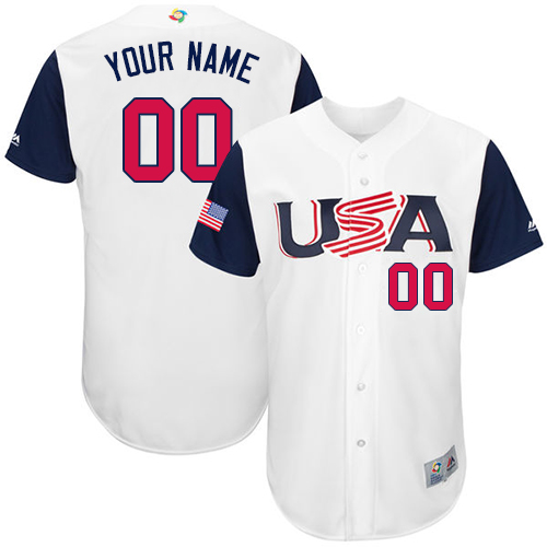 Youth USA Baseball Majestic Customized White 2017 World Baseball Classic Authentic Team Jersey