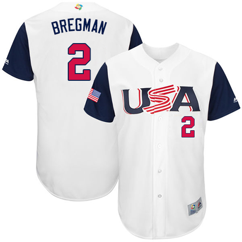 Men's USA Baseball Majestic #2 Alex Bregman White 2017 World Baseball Classic Authentic Team Jersey