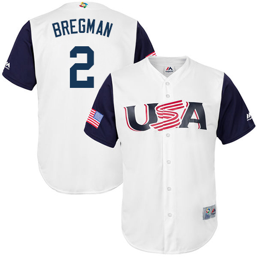 Men's USA Baseball Majestic #2 Alex Bregman White 2017 World Baseball Classic Replica Team Jersey
