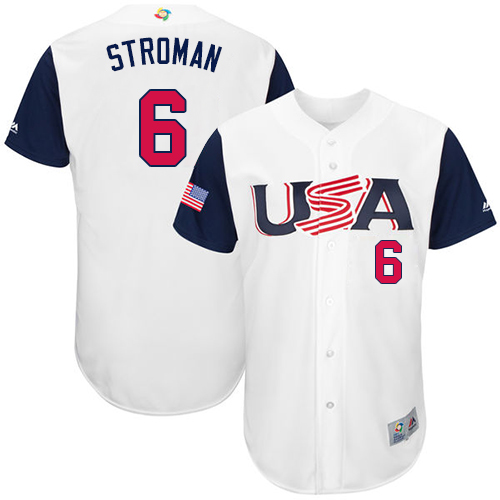 Men's USA Baseball Majestic #6 Marcus Stroman White 2017 World Baseball Classic Authentic Team Jersey